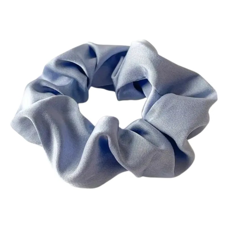 Pack 8 Scrunchie Satin Azul Cielo Liga Elástica Mujer Moda