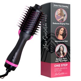 Hair Sensation Pro Blow Dryer Brush, 4 in 1 Styling Tools with ION Generator and Ceramic Coating for Fast Drying Hair Types, Pink