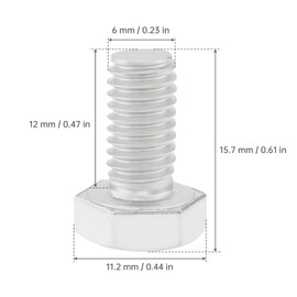 Smgda M6 x 12mm Hex Head Screw Bolt, Fully Threaded, External Hex Drive, Stainless Steel 18-8, Plain Finish, 10 PCS Hexagon Bolts