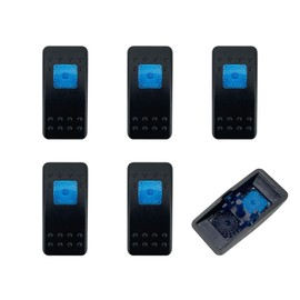 6 Pack Marine Boat Rocker Switch Cover Cap Single Square Blue Lens for Carling Actuator/Rocker Switch Dashboard,with Switch Sticker Label