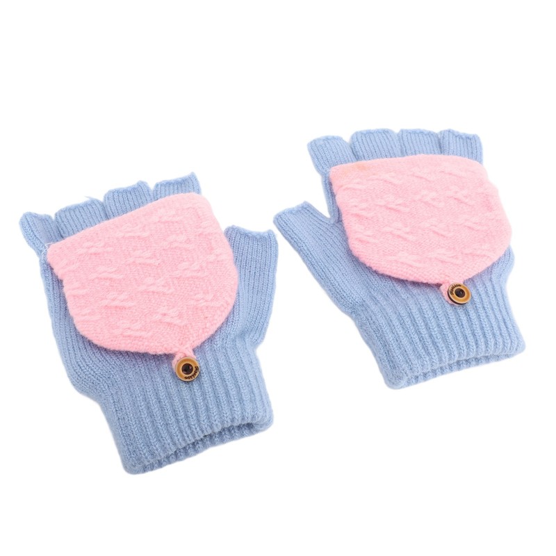 1 Pair Winter Knitted Fingerless Gloves Double Sided Heating USB