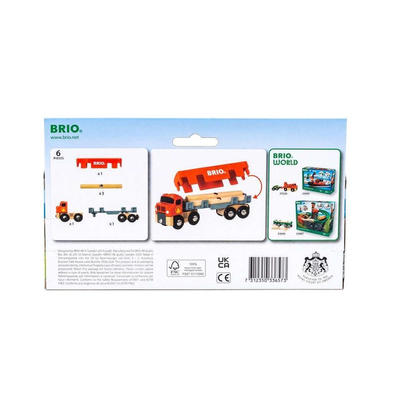 BRIO WORLD Lumber Truck [Wooden Rail Toy] 33657