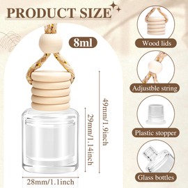 AROIC 4 Pack Car Air Freshener Hanging, Wooden Lid Essential Oil Air Freshener Hanging Car Diffuser, Natural Slow-Release Aroma for Auto Interior, Long-Lasting Fragrance Alternative to Spray Perfumes