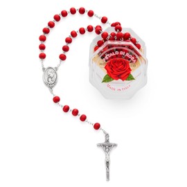 Mondo Cattolico Rosary Beads Catholic for Women and Men Blessed During Pope Angelus 5 Decade Rosary in Pope John Paul II Rose Petals - Perfect Catholic, Pink, No Gemstone