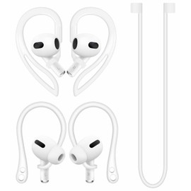 A-Focus Anti-Slip Kit for AirPods 4 3rd 2 1 / Pro 2nd Replacement Adjustable Ear Hooks Ergonomic Design Tips Silicone Strap Add Grip Sports Earbuds Accessories Eartip for AirPods Pro 2nd 1st White