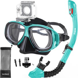 Nearsighted Snorkel Gear, Nearsighted Dry Snorkel Set for Adult Youth, Shortsighted Anti Fog Diving Mask & Dry Top Snorkel with Detachable Camera Mount for Scuba Diving, Snorkeling (Royal Blue, -4)