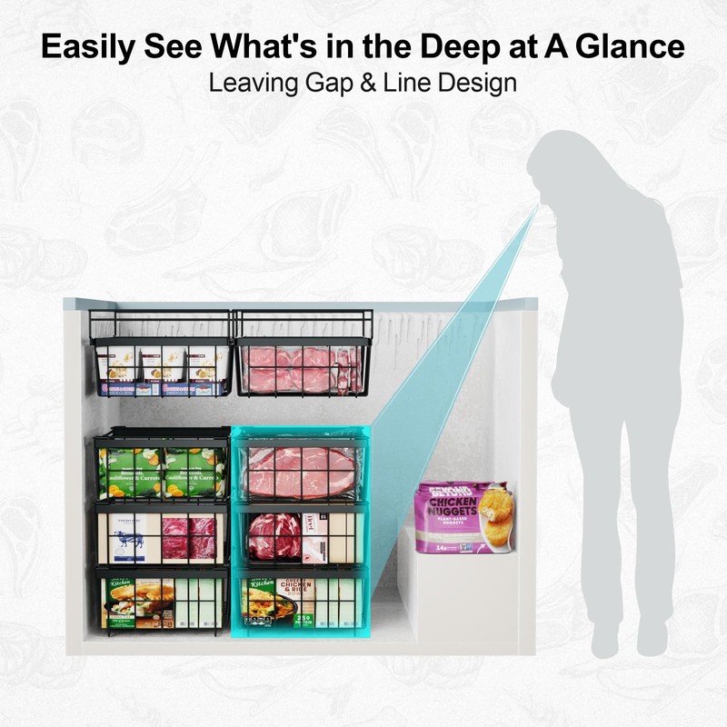 iSPECLE Deep Freezer Organizer Bins - 3 Pack Large Freezer