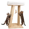 Famifit 31.5" Cat Scratching Post, 3-in-1 Multifunctional Natural Pine Wood