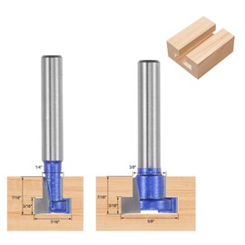 sourcing map 7/16" 5/8" Diameter Keyhole Router Bit Set 1/4" Shank with 1/2" to 1/4" Router Collet Adapter, Carbide Tipped Wood Milling T-Slot Cutter