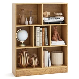 Tangkula 7-Cube Bookshelf, 41” Floor Bookcase with 2 Anti-Tipping Kits, Freestanding Storage Organizer, 4-Tier Display Shelf for Home, Office & Dorms, Natural/White (Natural, 7-Cube)