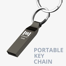 mosDART - Unidad Flash USB 2.0 de Metal de 32 GB, Paquete de 10 Unidades, Impermeable, 32 G, FAT32, Unidad de Pulgar con Llavero, Color Gris Titan