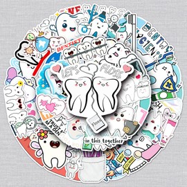 Teeth Sticker Set 50 Pieces Cute Decoration for Car Laptop Skateboard Bicycle Moped Motorcycle Bicycle Computer Suitable for Adults Children