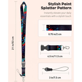 Uniclife 2 Pack Cute Neck Lanyards for Keys, Paint Splatter, ID Badges & Card Holder, Quick Release Lanyard, Keychain Lanyard for Women & Men