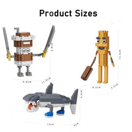 3PCS Italian Brainrot, Stick Figure Cappuccino Shark Building Blocks, 3 Unique Collectible Figures, Creative Construction Toy for Kids and Collectors, Gift for Unique Toy Lovers