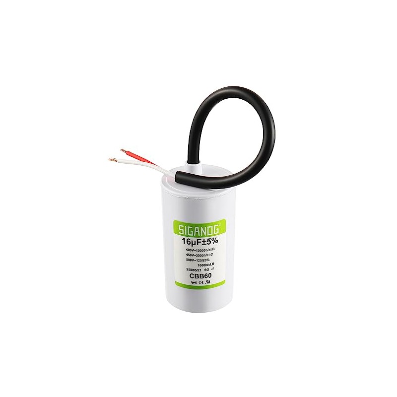 SIGANDG CBB60 Capacitor 16uF 450V AC Wired Motor Start Capacitor