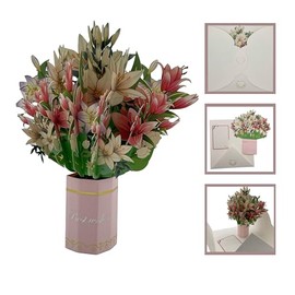 2 Pop-Up Greeting Cards, Flower Bouquet 3D Popup Paper Mother's Day Greeting Cards with Note Card and Envelope