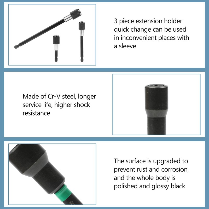 10 Pieces Magnets Hex Socket Set, 6.35 mm 1/4 Inch