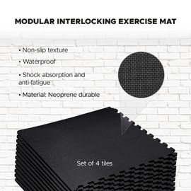 Puzzle Exercise Mat, Set of 24 Foam interlocking floor tiles, Protective Flooring, Interlocking Foam Floor, Non-Slip Tiles for Fitness Equipment Workout Cushion and Floor Protection (6 Set of 24x24in)