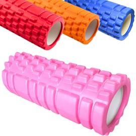 Massage Foam Roller - Orange - Pilates Muscle Physio Leg Back Yoga Gym with Free Carry Bag (Pink)