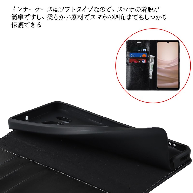 AQUOS Sense7 Case Notebook Type [No Magnet] Shockproof Card Case