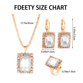 FDEETY Jewellery Set Fashion Necklace Earrings Ring Set Wedding Bridesmaid Gift Jewellery Sets for Women and Girls (White)