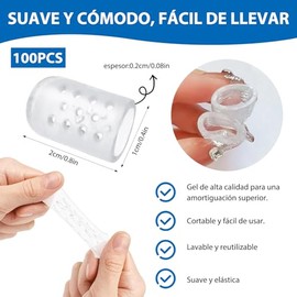 Protector para Dedos de Los Pies, 100 Pcs Separador de Dedos Pies, Permeabilidad al Aire Little Toe Protectors, Alivia Dolor de Uñas Encarnadas y Ampollas, Reutilizable (100)