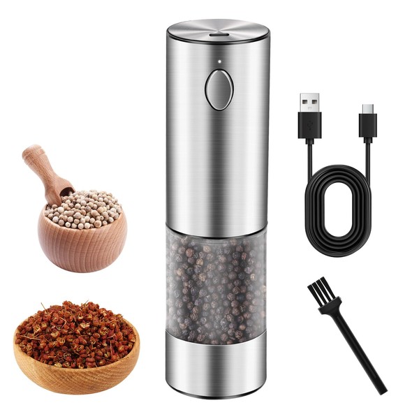 Electric Salt and Pepper Grinder, 95ml Adjustable Coarseness Automatic Salt