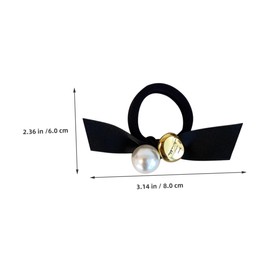 DECHOUS 4 pcs Pearl Bow Hair Scrunchies Cute Elastic Hair Ties for Decorative Ponytail Holders for Parties and Everyday Style in Silver Gold