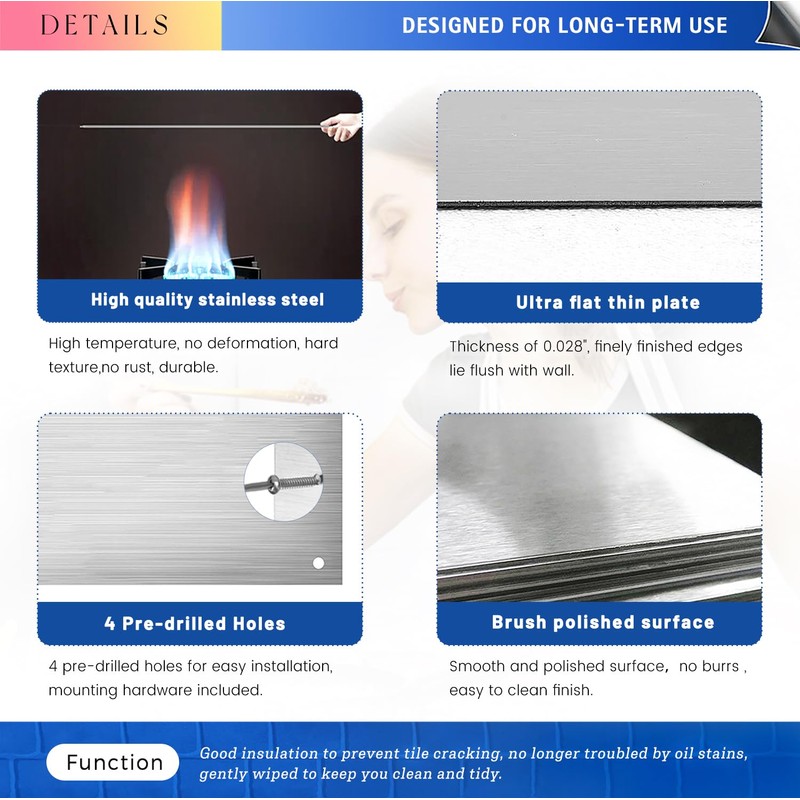 Stainless Steel Backsplash for Stove 24"x30" Stove Backsplash Protector for