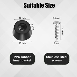 Pack of 30 Chopping Board Rubber Feet, 15 x 8 mm, Non-Slip Chopping Board Legs with Stainless Steel Screws, Round Rubber Feet, Bumper Pads for Furniture, Electronics, Kitchen Appliances