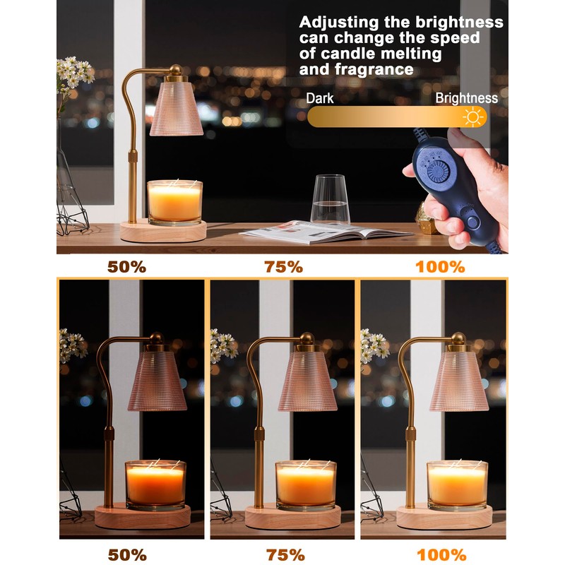 Candle Warmer Lamp with Timer, Dimmer, Adjustable Height, 2 Replacement