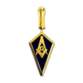 Trowel with Square & Compass Masonic Lapel Pin - [Gold & Blue][1'' Tall]