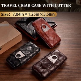 CIGARLOONG Cigar Case Leather Cigar Travel Humidor Hold 3 Tubes with Cigar Cutter (Colour: Black)