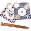 Swlthwen Japanese Style Sushi Dumpling Plate Set of 2 Ceramic