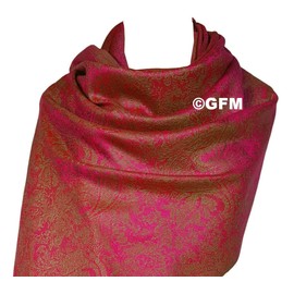GFM Pashmina Style Floral Paisley Wrap Scarf (P093), p093-crtglbjtn-pink olive green