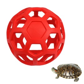 AOVNA Tortoise Treat Ball Feeder Ball Hollow Ball Vegetable Fruit Feeder Holder Pet Supplies Foraging Toy for Turtle Horse Rabbit (Red)
