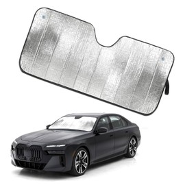 Opuweiy Car Window Shades, Front Window Sunshade Cover, Keep Vehicle Cool, Foldable Blocks Car Accessories (Silver, 57x27In)