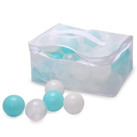 PlayMaty Pack of 100 Colourful Pit Balls without Phthalates and BPA Crush-Proof Stress Balls for Children's Playhouse Pool Ball Pit Accessories, 2.16 Inch (100 Balls-Blue)