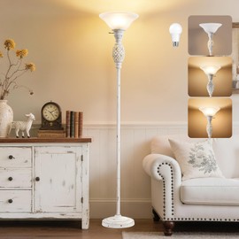 70" Floor Lamps for Living Room with Nightlight, Torchiere Floor Lamps Standing Lamp with Glass Shade, Vintage Floor Lamp with Rotary Switch,Tall Lamps for Home, Bedroom, Office, Corner,Bulb Included