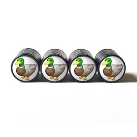 Mallard Duck Tire Valve Caps - Black Aluminum - Set of Four