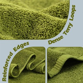 Cleanbear 100% Cotton Hand Towels, Super Soft, Highly Absorbent and Quick-Drying Bathroom Hand Towels, 4-Pack, 13.5 x 29.5 inches, 500 GSM Luxury & Decorative Towels, Moss Green