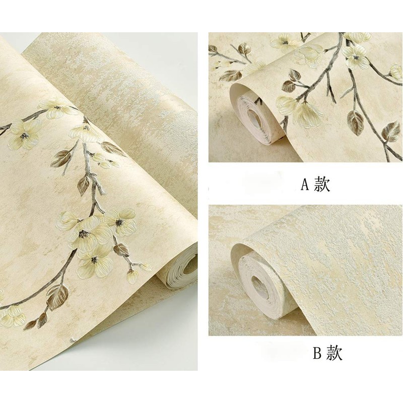 Q QIHANG Country Retro Pastoral Non-Woven Wallpaper, (A Light Yellow)