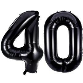 Black 40 Number Balloons, 40 Inch Giant Number 40 Balloons Foil Mylar Helium Black Number Balloons for 40th Birthday Party Supplies Anniversary Event Celebration Decorations