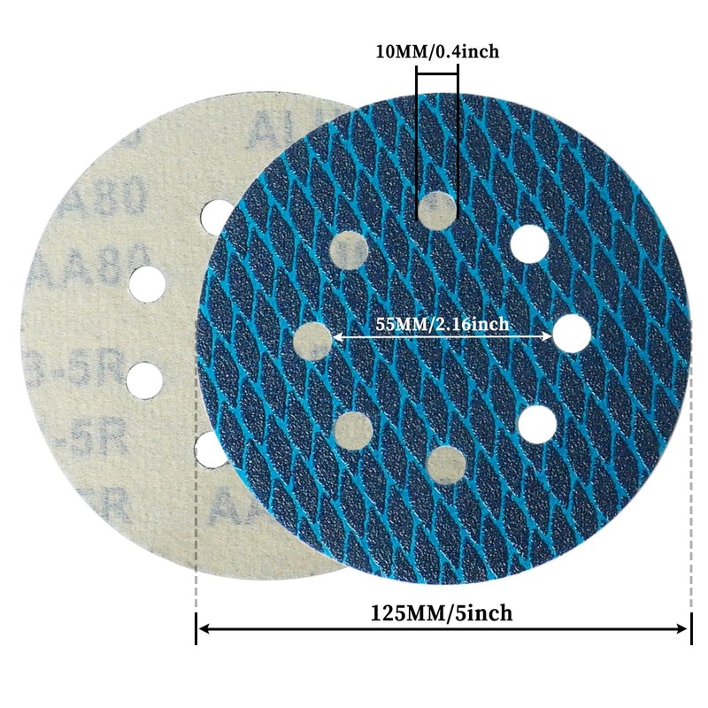 5 Inch 8 Hole Diamond Shape Sanding Discs，40 Grit, 50