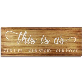Jetec This is Us Wooden Wall Sign Family Wall Plaques Inspiration Wood Sign Farmhouse Entryway Sign Rustic Wall Plaques Art with Quotes for Living Room Bedroom Christmas Decorations(Brown)