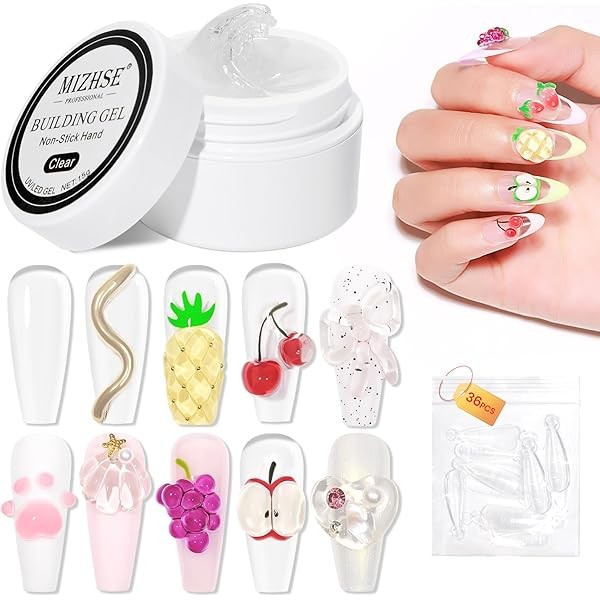 MIZHSE Solid Builder Gel for Nails, Clear Non-Sticky Sculpting Gel,