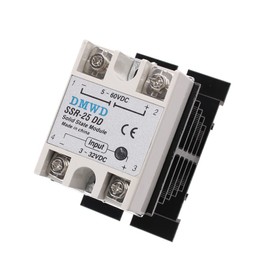 SSR-25DD Solid State Relay DC to DC (Input 3-32V DC Output 5-60V DC) with Heat Sink, 25A