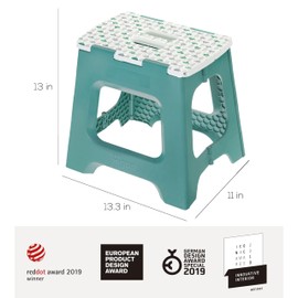 Vigar Compact Step Stool Foldable, 12-1/2-inch Step Stools for Adults up to 330 Pound, Lightweight Stool, Non-Slip Folding Step Stool, Geometric Top