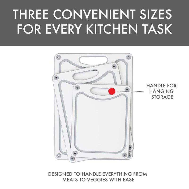 Dexas Fresh Prep 3-Pack Non-Slip Recycled Poly Cutting Boards -