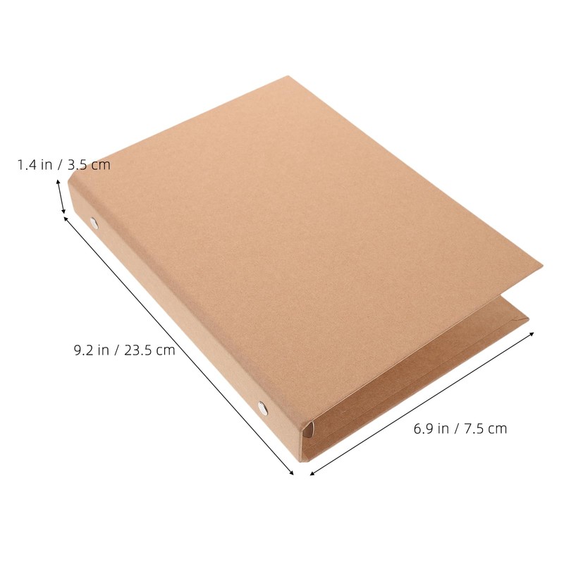 TEHAUX A5 Kraft Binder Cover 6 Round Ring, Reusable Notebook